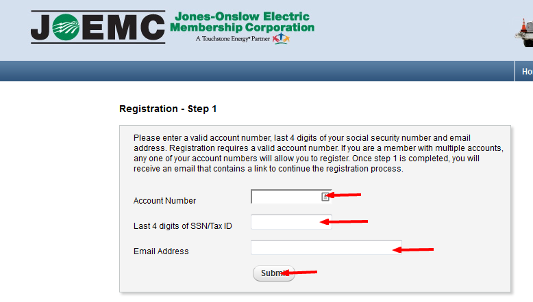 Jones Onslow Electric Bill Pay register
